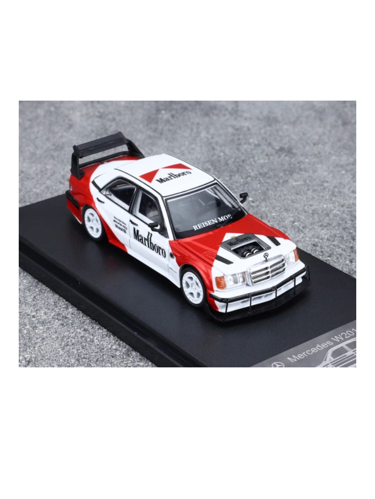 Rhino Model Mercedes W201 190E Marlboro Livery Premium Diecast 1:64 Scale (With Acrylic Case)
