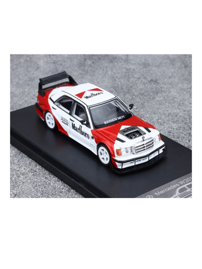 Rhino Model Mercedes W201 190E Marlboro Livery Premium Diecast 1:64 Scale (With Acrylic Case)