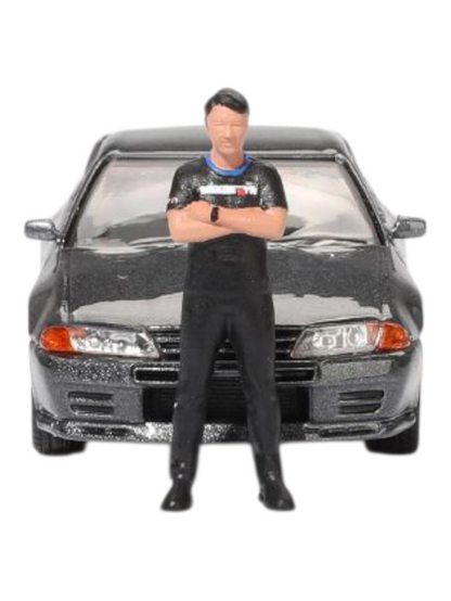 Mini GT Nissan Skyline GT-R (R32) Gunmetal W/ Matsuda Figure Code-869 1:64 Scale