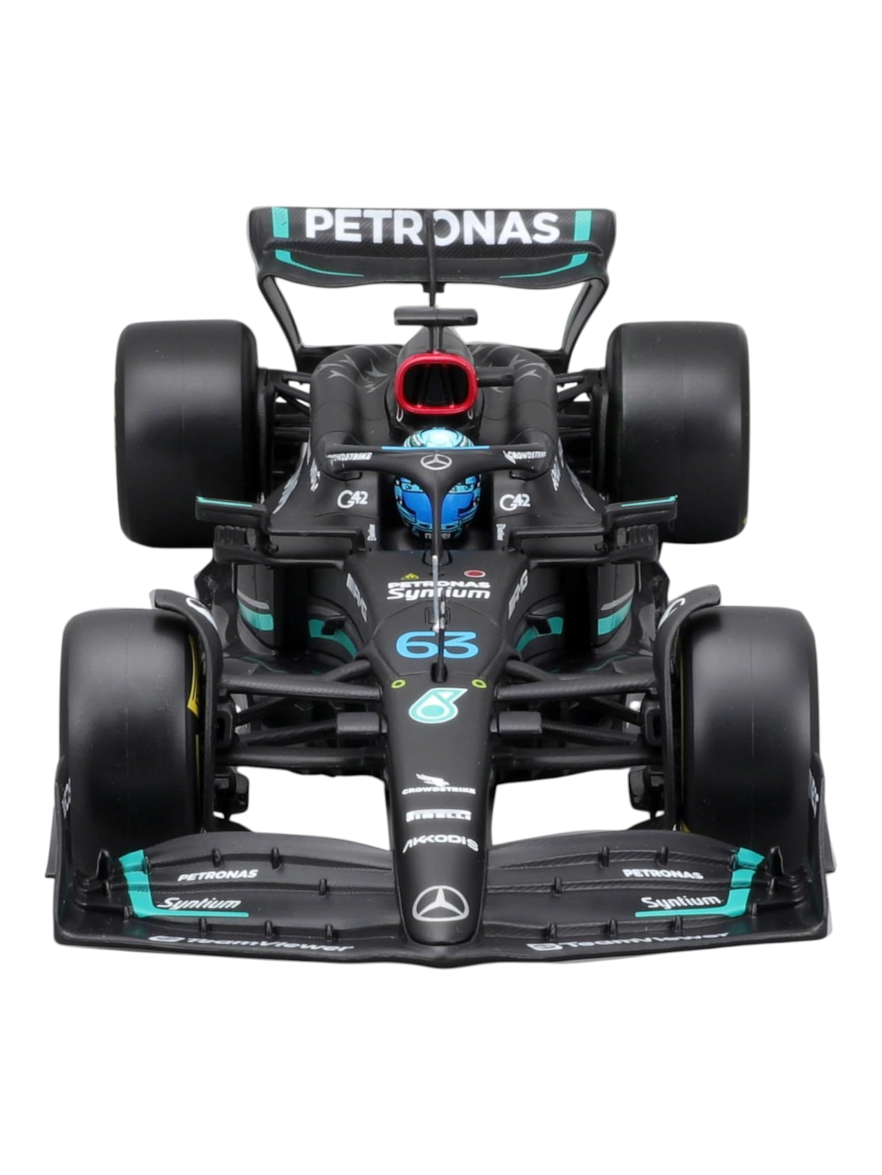 Bburago Formula 1 (F1) AMG Petronas F1 W14 E Performance #63 George Russell Diecast 1:24 Scale (With Acrylic Case)