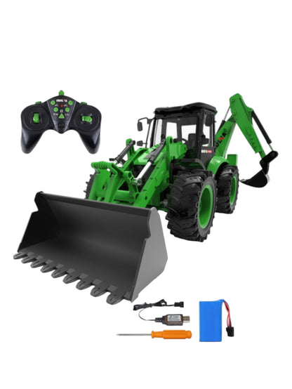 HUINA RC Backhoe Loader Excavator – 9 Function Remote Control Construction Vehicle 1:14 Scale