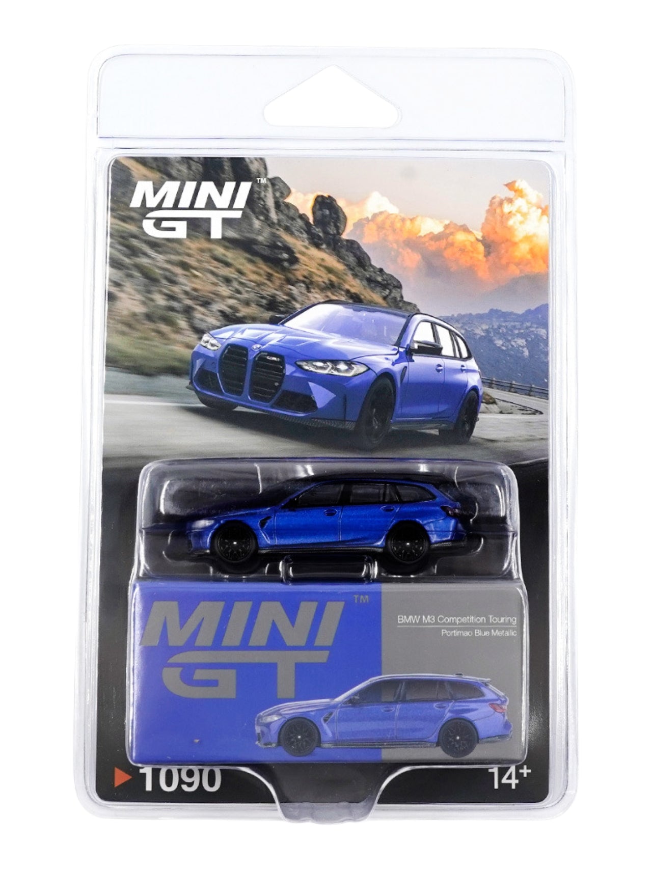 Mini GT BMW M3 Competition Touring Portimao Blue Metallic (No. 1090) 1:64 Scale