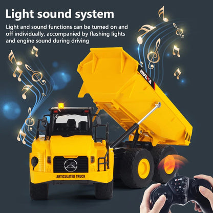 Huina Toys 1553 Remote Control Truck RC Dump Truck With 11 Functions 3.7V 900mAh (Rechargeable) Bettery Remote Power 2 x AA batteries (not included) 1:16 Scale Control Distance: 20–30 meters