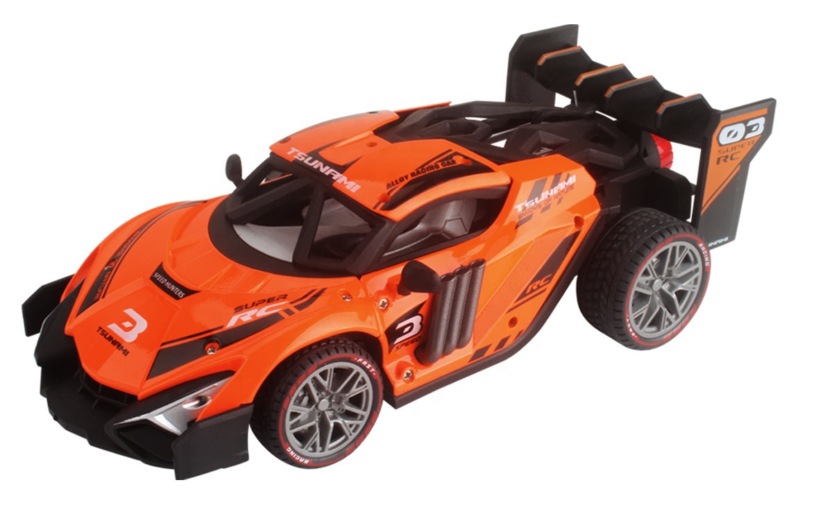 Metal Racing 1:16 Scale RC Metal Racing Car | 2.4GHz Remote Control, 15KM/H High-Speed Sports Car with LED Lights, Drift Function & Shock Absorbers