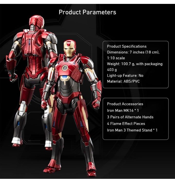 ZD TOYS "Marvel Studios Iron Man 3 – 1/10 Scale Iron Man Collectible Figure | ZD Toys – Iron Man Mark Code-1906-16