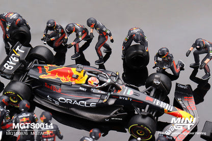 Mini GT #0014: Oracle Red Bull Racing RB19 #1 Max Verstappen 2023 F1 2023 Japanese Grand Prix Pit Crew Set 1:64 Scale