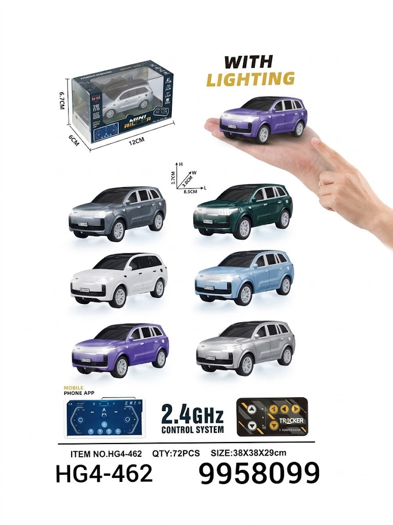 Mini Remote Control SUV Car with LED Lights & Dual Control (Assorted Colors ) Model HG4-462 1:64 Scale 2.4GHz remote controller Phone App