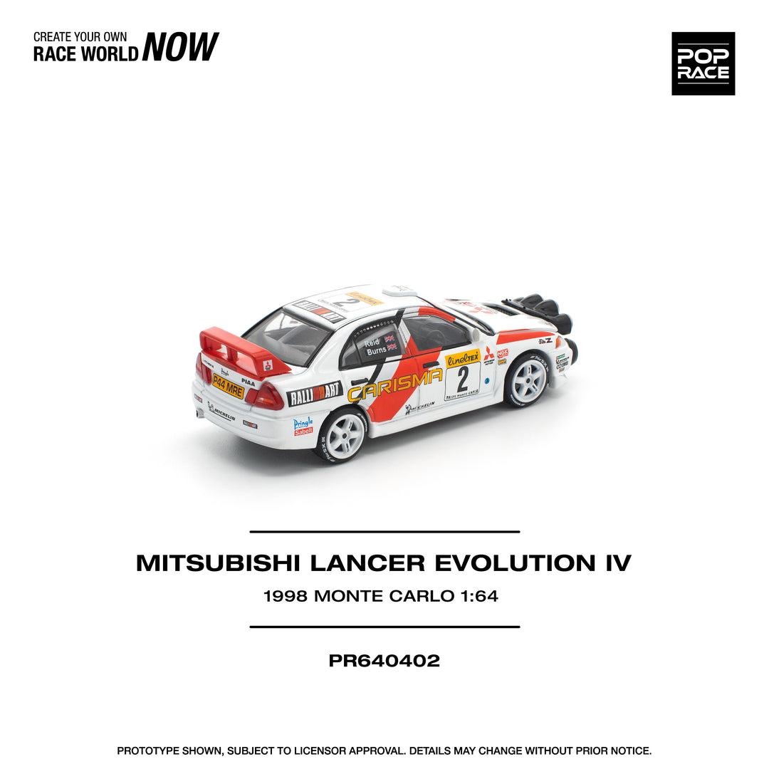 ( PR640402 ) POPRACE Mitsubishi Lancer Evolution IV - 1998 Monte Carlo Rally 1:64 Scale Diecast Model