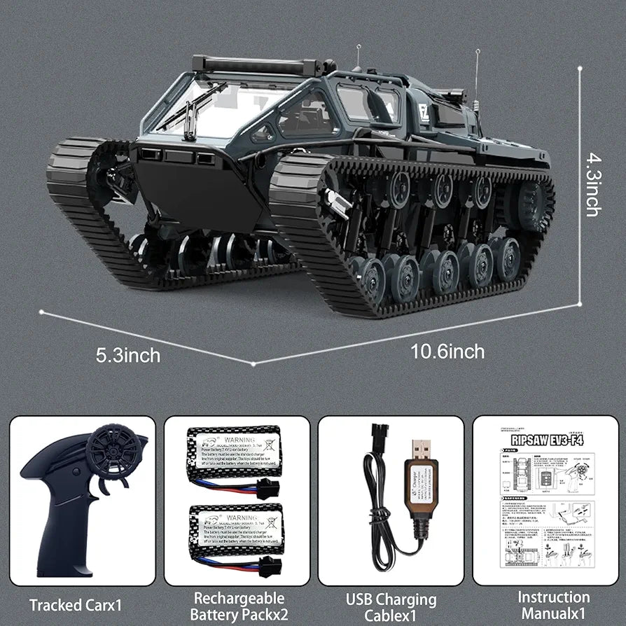 JJRC Ripsaw EV3-F4, 2.4Ghz Remote Control Crawler High Speed Tank, Off-Road RC Tracked Vehicles 360°Pirouette Drifting Car 2×1.5V Battery ( Not Included ),USB Charger included 1:16 Scale