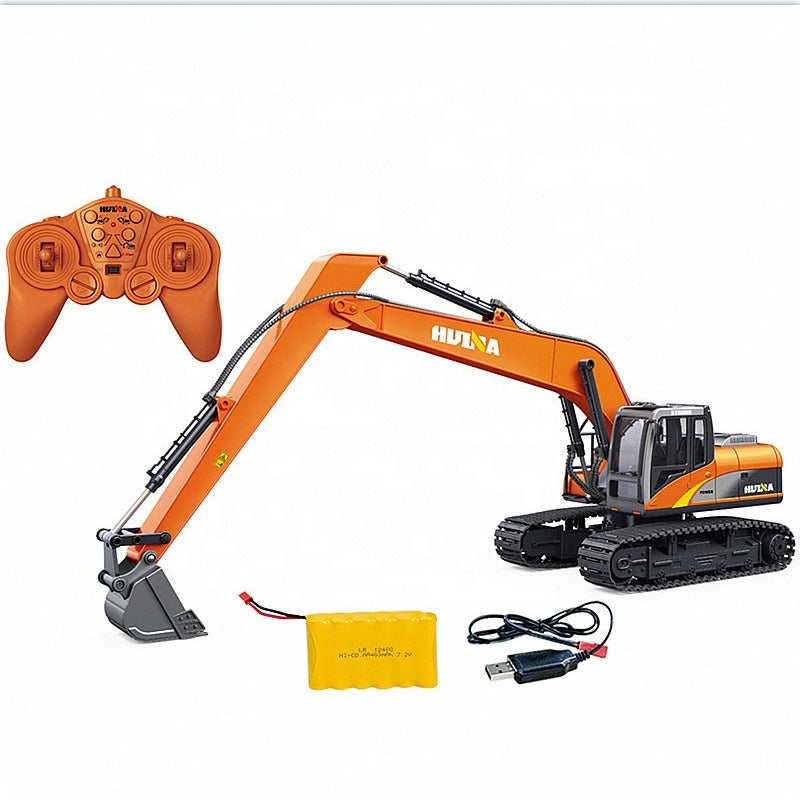 Huina 1551 Long RC Excavator With 15 Functions 2.4GHz Frequency Simulation Manipulation Realistic Light Sound High capacity Battery Includes 1:14 Scale die-cast Model Remote control