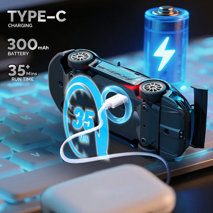 Hstar D43-01Q 4WD Alloy Drift RC Car – 911 Style, Full Proportional Control, Gyro, Dual-Speed, LED Lights & Type-C Charging 1:43 Scale (RC) Remote Control
