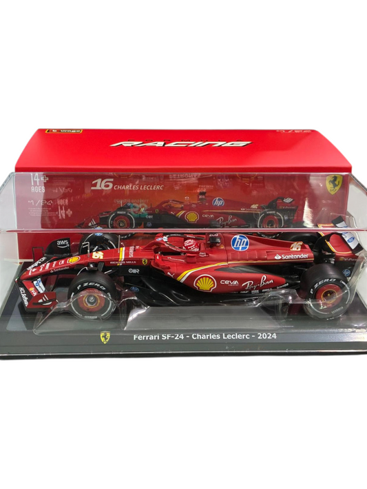 Bburago Formula f1 ferrari sf-24- 16 - charles Leclerc- 2024 1:24 Scale 18-26821L