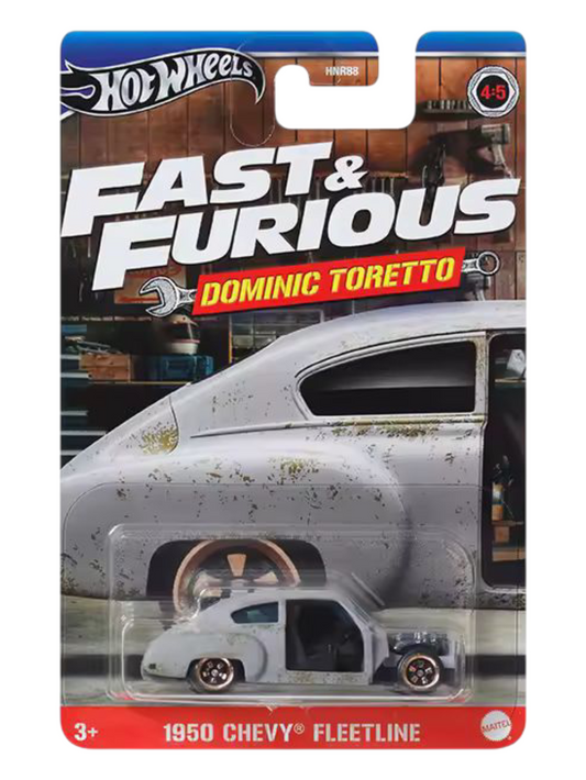 HotWheels Fast and Furious Dominic Toretto 1950 Chevy Fleetline Imported Mainline Card Art 1:64 Scale