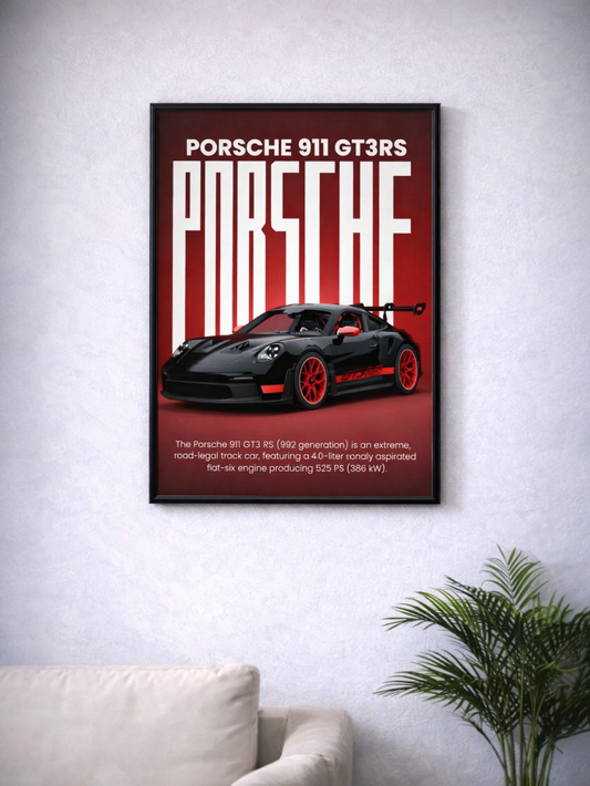 PORSCHE 911 GT3 RS | PERFORMANCE ICONS #08 | CAR POSTER (A4 Size)