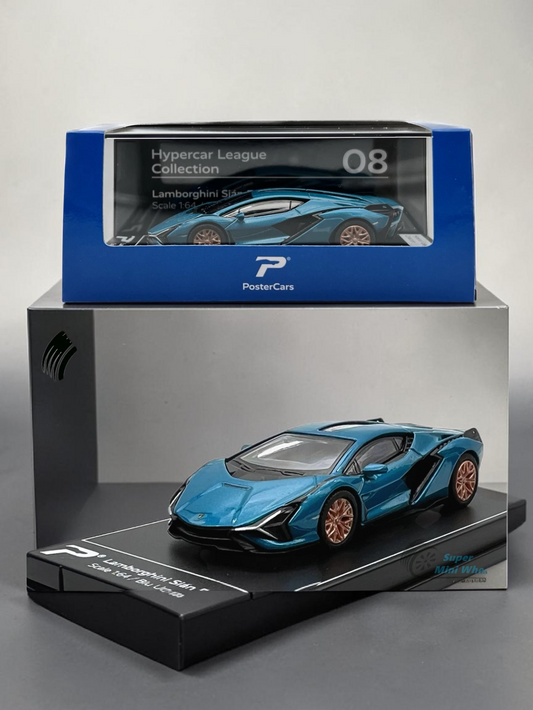 Postercars Hypercar League Collection Lamborghini Sian FKP 37 1:64 Scale  / Blue Uranus
