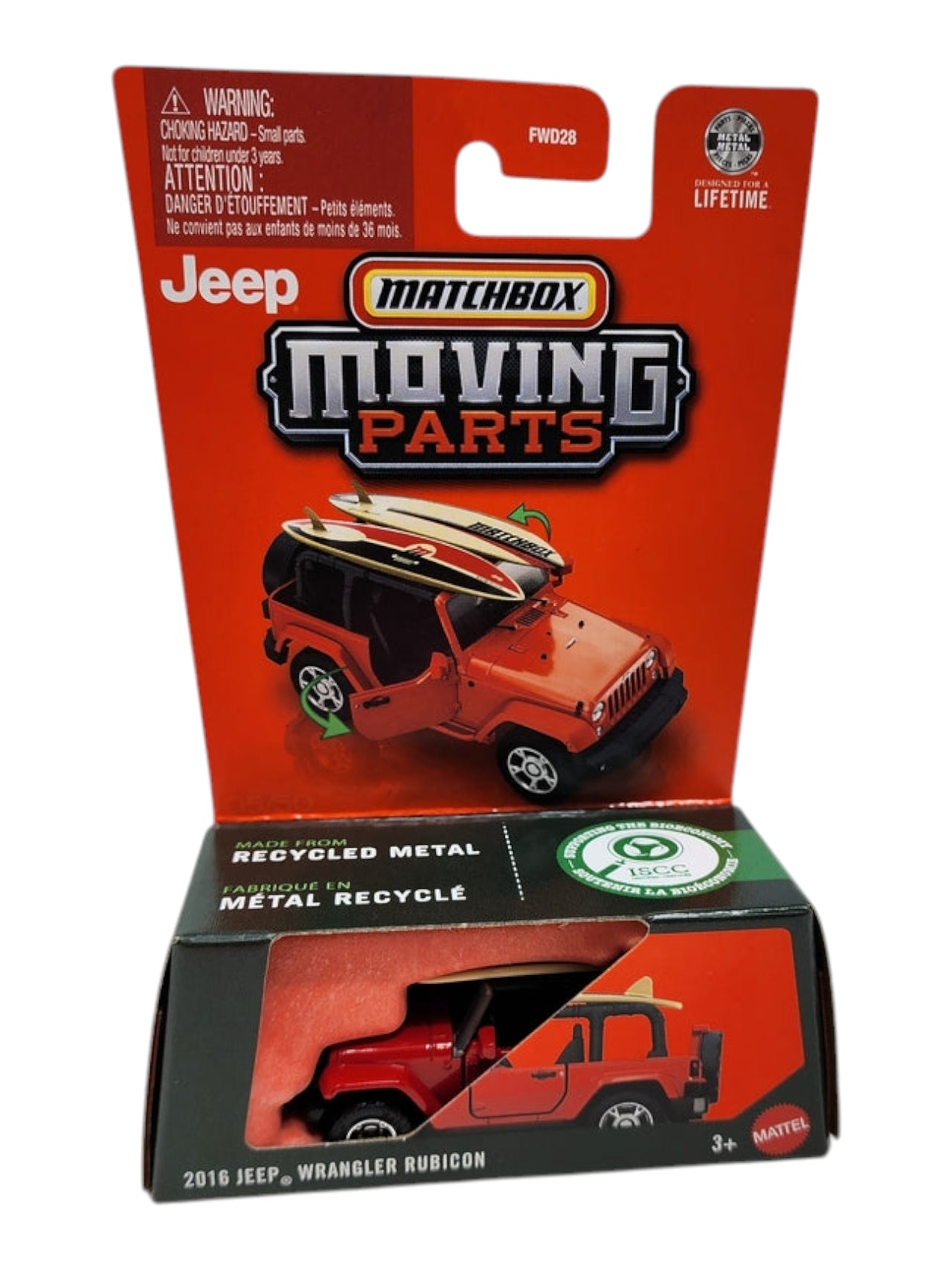 MatchBox moving parts 2016 jeep wrangler Rubicon 1:64 Scale