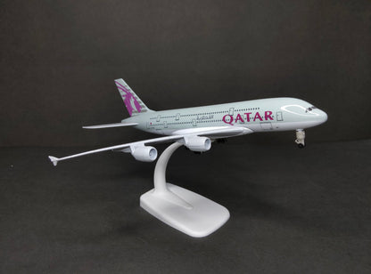 Aircraft 'Qatar Airways Airways  A380-800 A7-ABP 20cm' Scale Airplane Diecast Metal With Display Stand And Landing Wheels ( No.308)