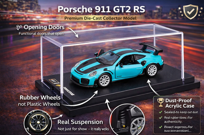 Bburago Porsche 911 GT2 RS die-cast,Real suspension & Acrylic case 1:64 Scale