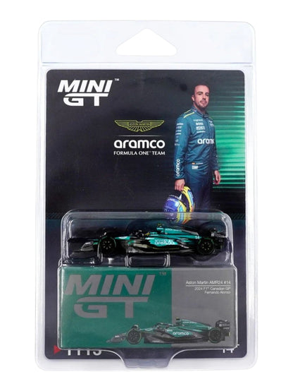 Mini GT Aston Martin AMR24 #14 2024 F1 Canadian GP Fernando Alonso (No.1113) 1:64 Scale