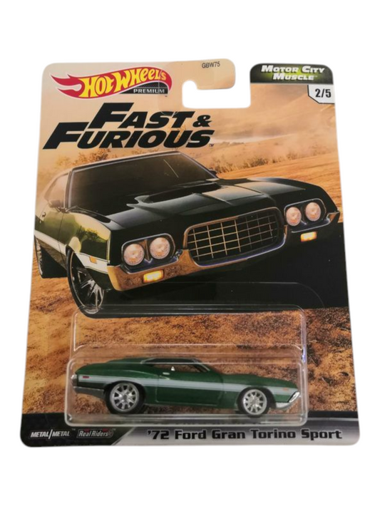 HotWheels Fast & Furious 72 Ford Gran Torino Sport Imported Premium 1:64 Scale