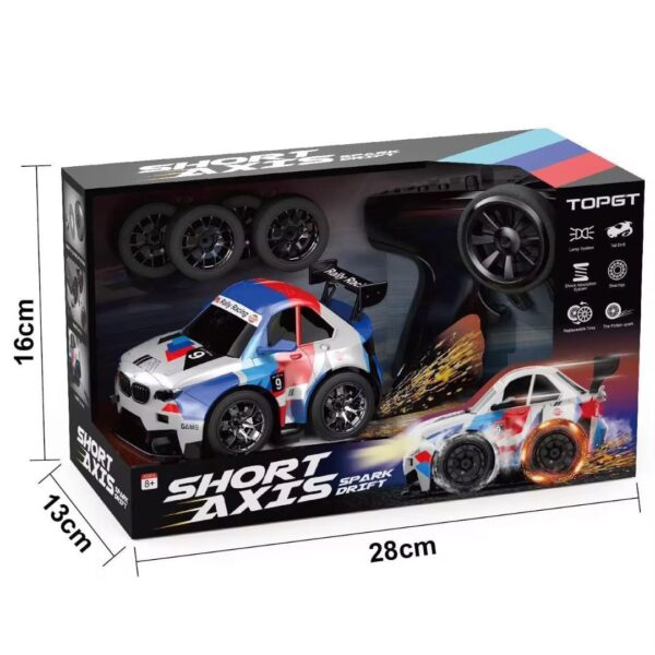 Short Axis Spark Drift RC Car – High-Speed 2.4GHz Remote Control Car with Spark Effect & LED Lights (Rechargeable | Drift Tyres Included)