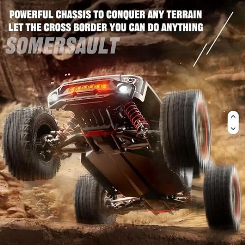 Wild Storm High-Speed RC Monster Truck 2.4GHz Wireless Remote Control Large Off-Road Tires Independent Suspension System Front LED Light Rechargeable battery 1:16 Scale 20 km/h Speed.