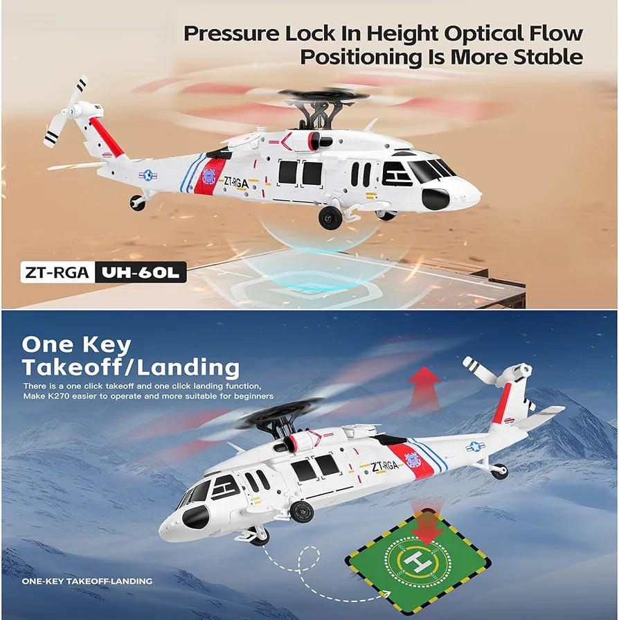 Aircraft UH-60L Black Hawk K270 Rescue Helicopter ( RC ) 2.4GHz remote control automatic height stabilization Rechargeable Battery USB Charging Cable 1:32 Scale ( K270 )