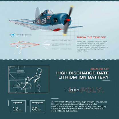 XK A500 F4U Corsair 2.4GHz 6CH RC Airplane with 3D/6G Flight Mode & Gyroscope – 1 Battery UP to 150 meter Control range