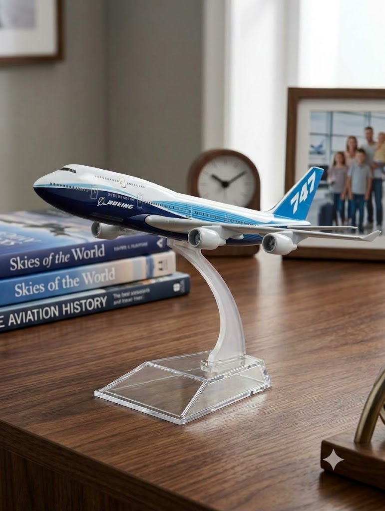 Aircraft model Boeing 747 Diecast metal Aircraft Airplane With Acrylic Display Stand 16cm, Premium Quality Material.