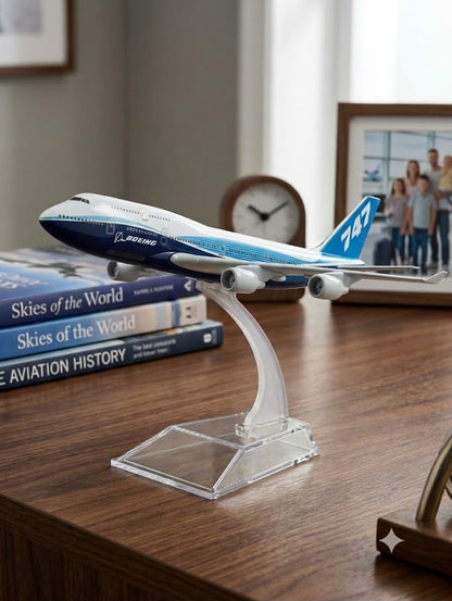 Aircraft model Boeing 747 Diecast metal Aircraft Airplane With Acrylic Display Stand 16cm, Premium Quality Material.
