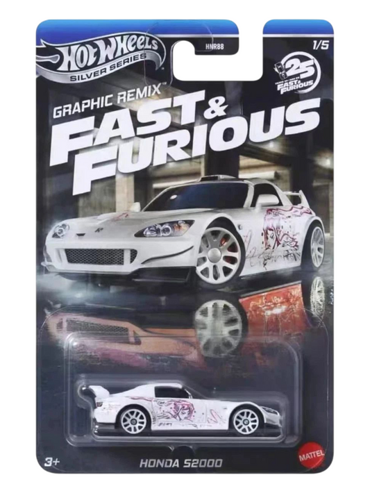 HotWheels Silver Series Graphic Remix Fast and Furious Honda S2000 Imported Mainline Card Art 1:64 Scale