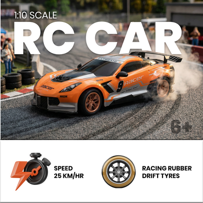 Joy Junction Mustang JOY Junction Mustang 1:10 Scale High-Speed RC Racing Car – 2.4GHz Remote Control Sports Car with Rechargeable Battery, LED Lights & Drift Performance