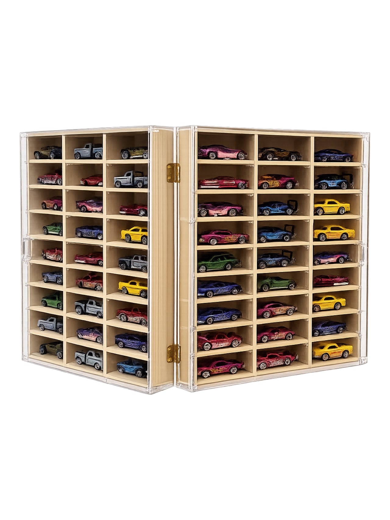 Foldable Wooden 60 Compartment Car Storage Case  1:64 Scale
