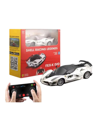 Bburago Ferrari Shell Racing Legends (296 GTB,488 EVO,488 GTE,FXX-K EVO) 1:41 Scale Bluetooth Remote Control – Smartphone Controlled Car