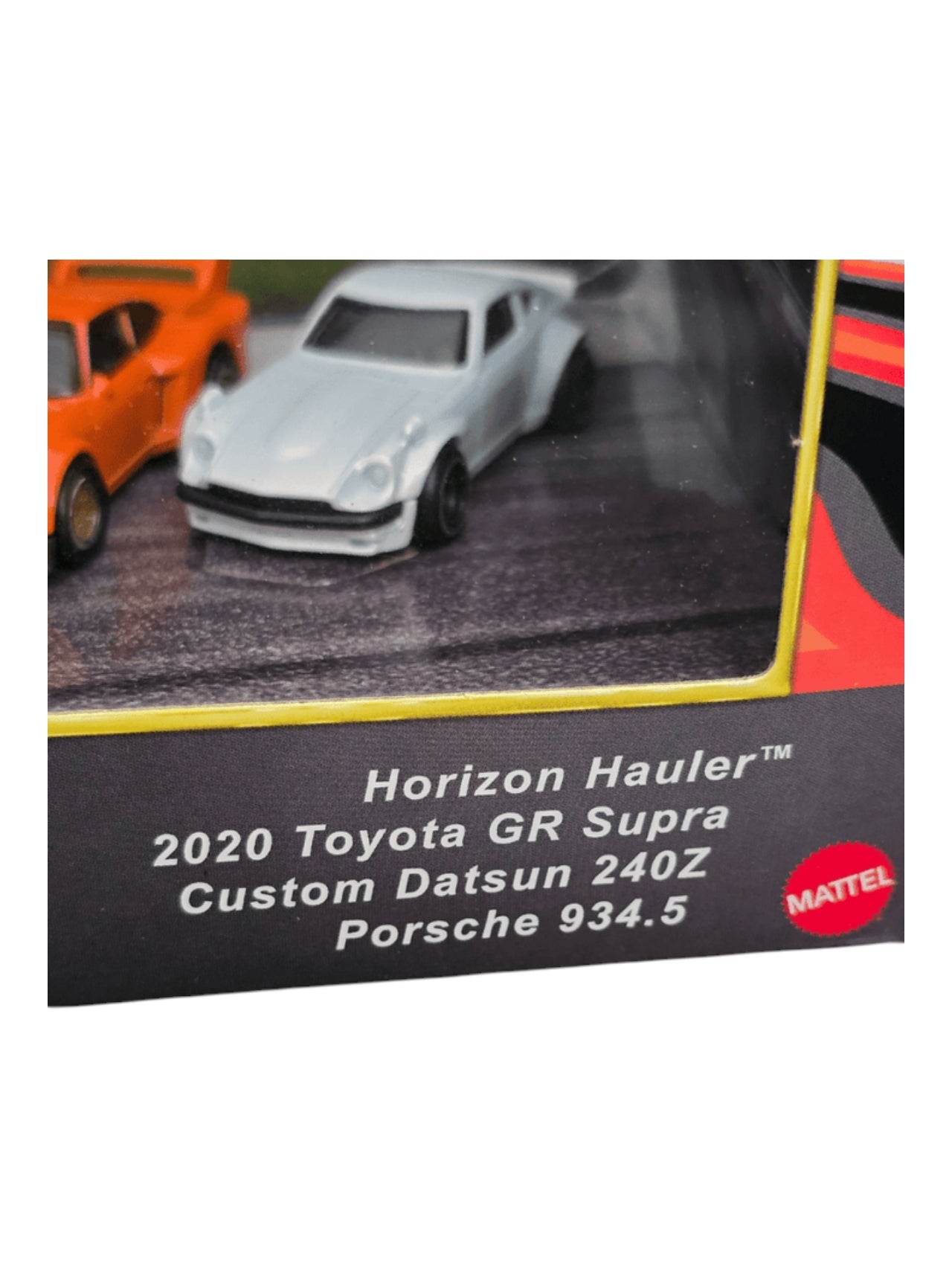 Hot Wheels Premium 4-Piece Die Cast Car Set with Carrier 2020 Toyota GR Supra, Datsun 240Z, Porsche 934.5 1:64 Scale