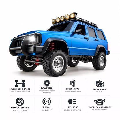 Hobby Grade RC Crawler Off-Road Truck with 2.4GHz Remote, LED Lights & Rechargeable Battery 1:12 Scale Remote Control Truck