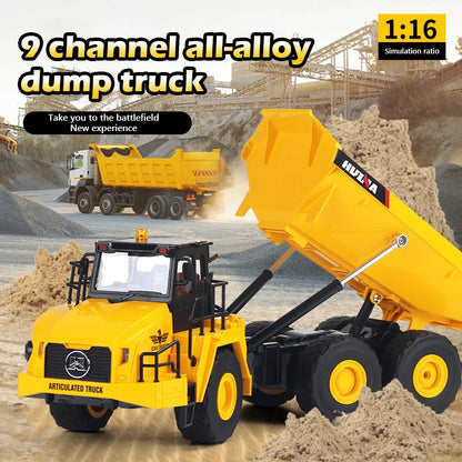 Huina Toys 1553 Remote Control Truck RC Dump Truck With 11 Functions 3.7V 900mAh (Rechargeable) Bettery Remote Power 2 x AA batteries (not included) 1:16 Scale Control Distance: 20–30 meters