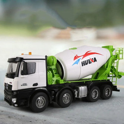 Huina Toys 1537 Concrete Mixer Truck 12 Function 2.4GHz Remote control (RC) Construction Vehicle with Rotating Drum, LED Lights & Rechargeable Battery 1:14 Scale