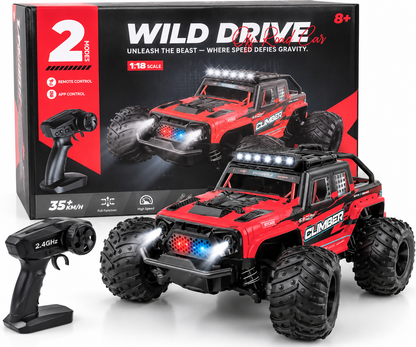 Wild DRIVE 1:18 Scale Wild Drive Off-Road RC Car | 35+ KM/H | 2.4GHz| Full Function 4WD | High-Traction Tires | LED Lights Remote Control Car R/C