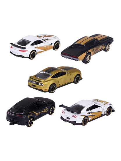 Majorette Limited Edition Gift Pack Series 9 1:64 Scale (Includes Dodge Charger R/T,Exclusive GT-R Nismo GT3,Ford Mustang GT, Exclusive Mercedes-AMG GT R, Lamborghini Urus)