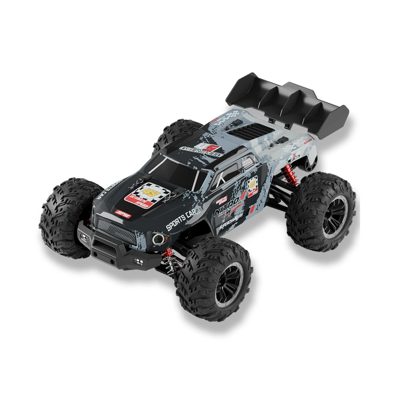 Wild Storm High-Speed RC Monster Truck 2.4GHz Wireless Remote Control Large Off-Road Tires Independent Suspension System Front LED Light Rechargeable battery 1:16 Scale 20 km/h Speed.