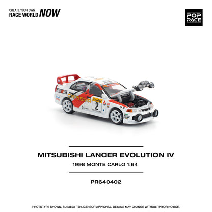 ( PR640402 ) POPRACE Mitsubishi Lancer Evolution IV - 1998 Monte Carlo Rally 1:64 Scale Diecast Model