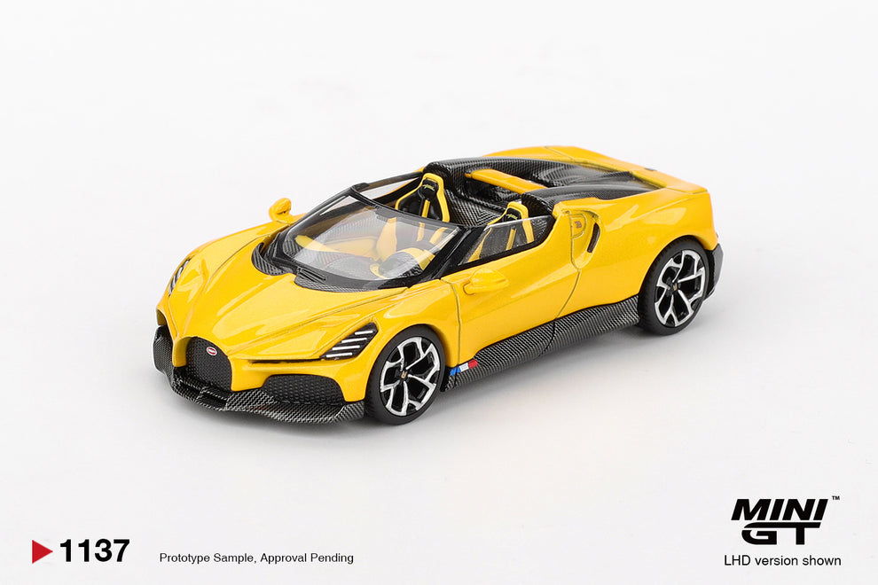 Mini GT (No-1137) Bugatti W16 Mistral Yellow 1:64 Scale Diecast Model Box / Blister