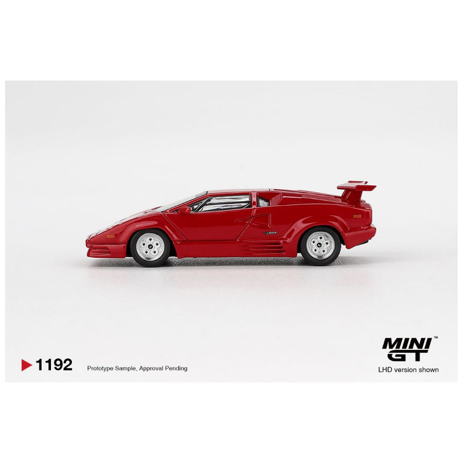 Mini GT #1192: Lamborghini Countach 25th Anniversary Red Imported 1:64 Scale Diecast Model