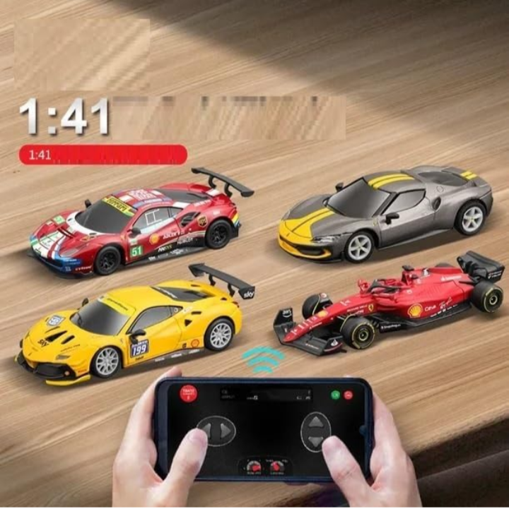 Bburago Ferrari Shell Racing Legends (296 GTB,488 EVO,488 GTE,FXX-K EVO) 1:41 Scale Bluetooth Remote Control – Smartphone Controlled Car
