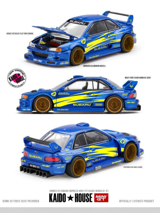 Pre Order Mini GT Kaido House No.318: Sabaru Impreza WRX STI Kaido Works V1 1:64 Scale Diecast Model (ETA: June 2027)