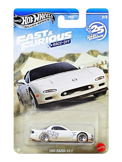 HotWheels Silver Series Fast And Furious Race- Off Set Of 5 Diecast Toyota Celica , Mazda RX-7 , Honda S2000 , Civic Eg , Volkswagen Jetta Mk3  1:64 Scale