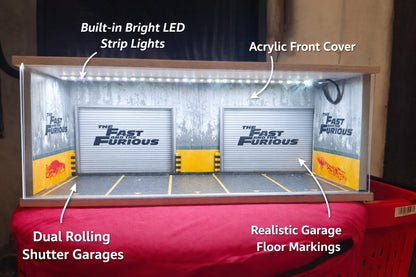 Fast & Furious LED Garage Diorama Premium 1:64 Acrylic Display for Die-Cast Cars