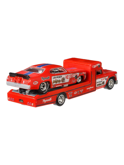 HotWheels Car Culture Team Transport Plymouth Duster Funny Car Retro Big #5 Imported 1:64 Scale