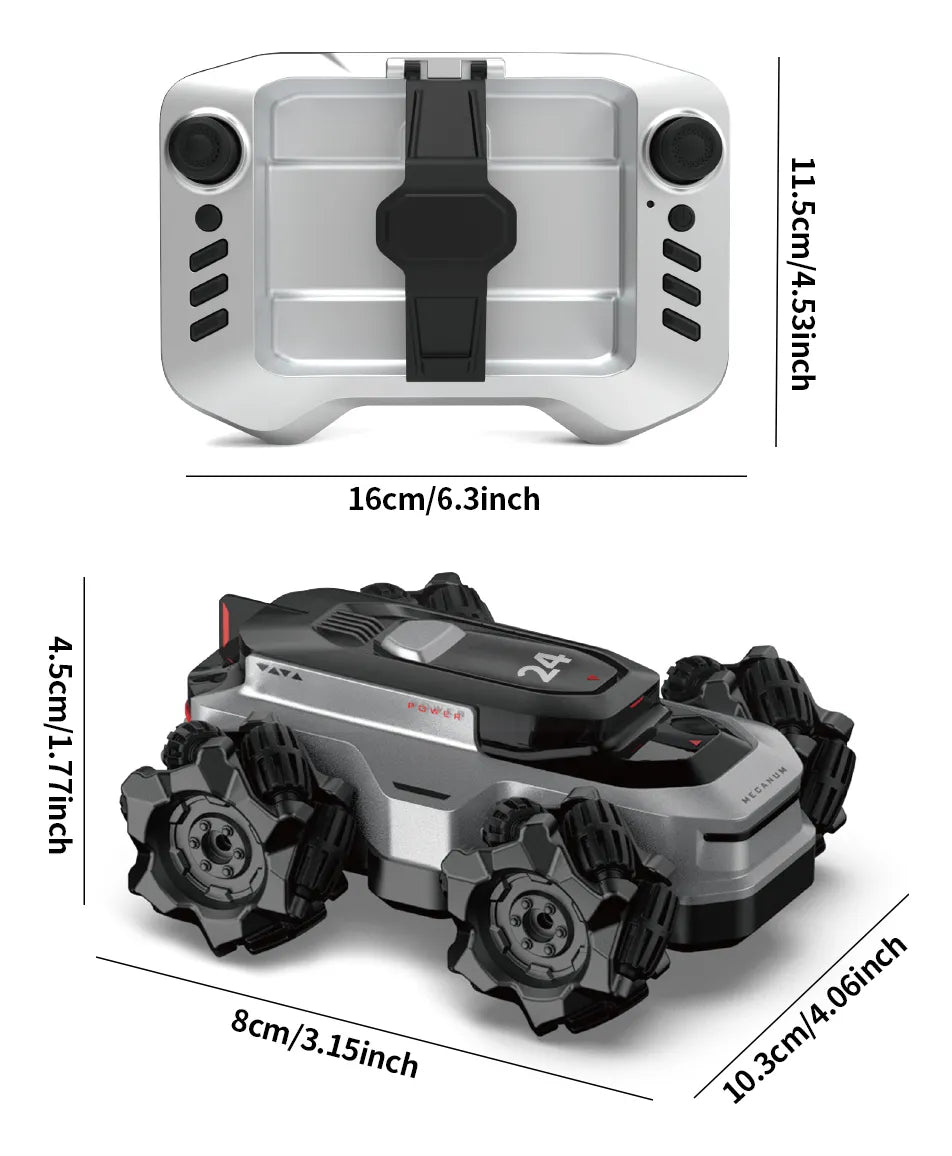 Amphibious Remote Control Car - Waterproof RC Stunt Car for Kids with 360° Spins, 50 Min Batteries,High-Speed, All-Terrain, One car with two kinds of wheels make more fun